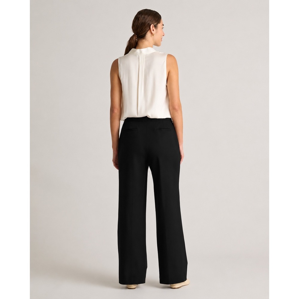 Quince Women's Ultra Stretch Ponte Trouser black sz 12 wide leg office workwear - Picture 2 of 10